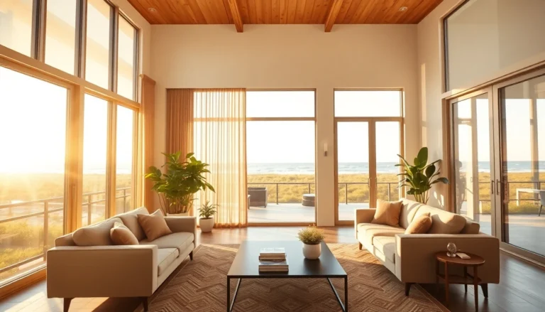 Stylish Florida home interior with inviting living room during golden hour