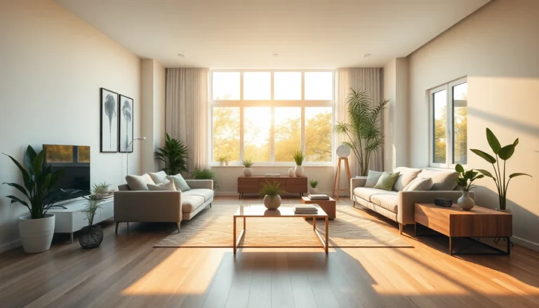 Modern organized home interior with minimalist decor and natural lighting