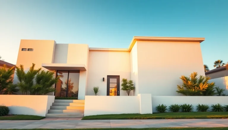 Modern white home exterior at sunset highlighting sleek design for white-label services