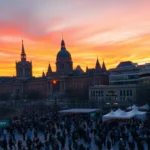 Ottawa cityscape at sunset with landmarks and digital overlay representing MetaOttawa Com