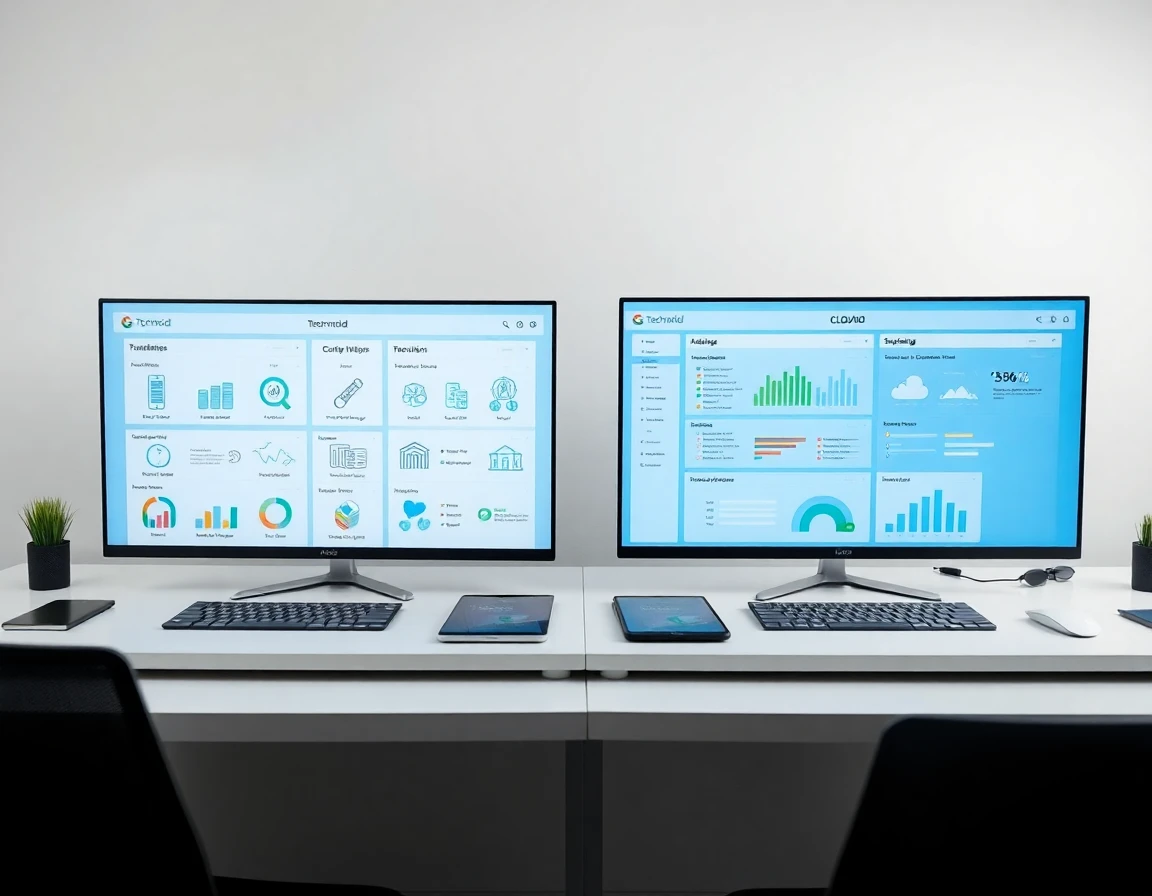 Comparison of Techmindcloud and alternative cloud solutions on digital screens