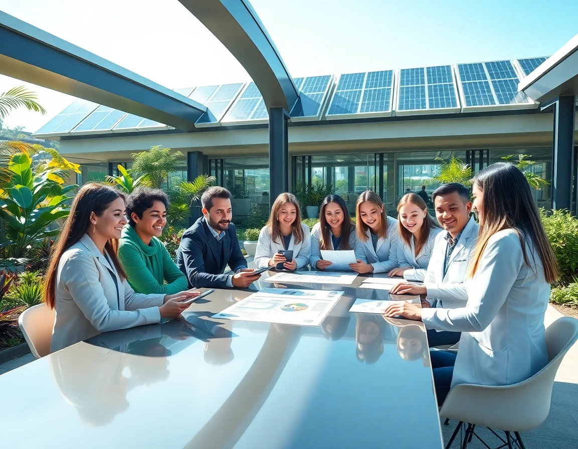 Futuristic Veganizoo planning with scientists and activists in botanical garden